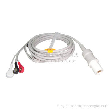 Drager Simens 3 lead Snap ECG Cable